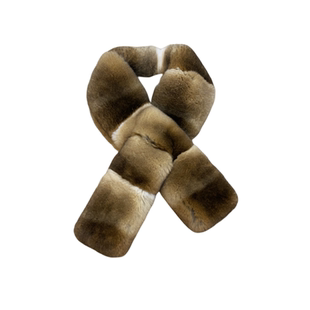 新款龙猫纹青紫蓝色獭兔毛围巾女冬季保暖围脖渐变色交叉气质围脖