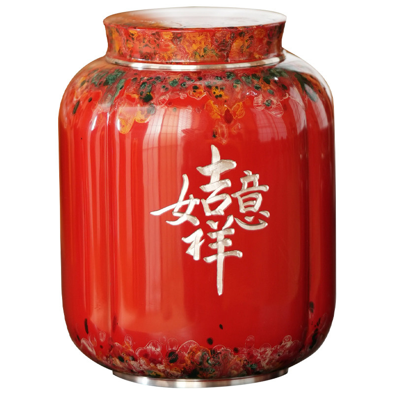 斑锡龙纯锡大师作品茶叶罐