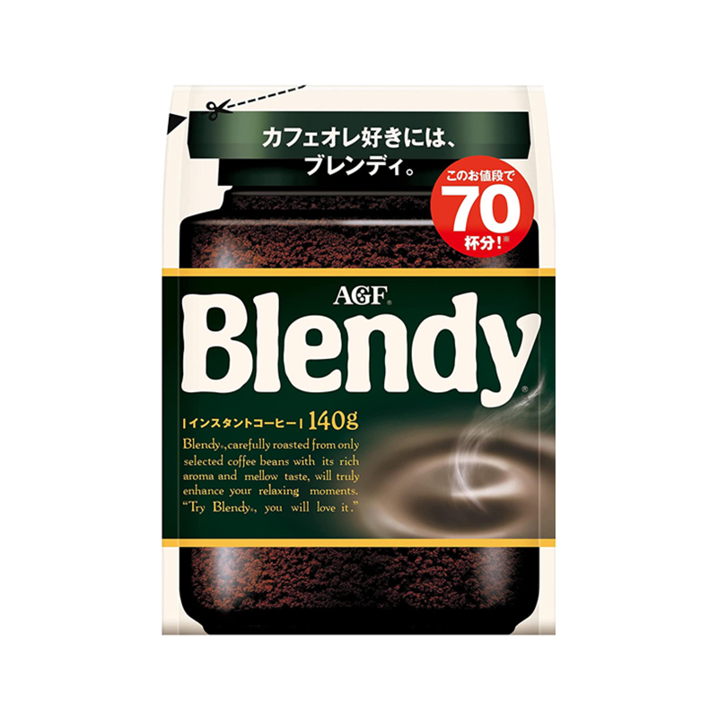 日本进口AGF blendy醇和浓香速溶无蔗糖黑咖啡美式咖啡粉140g袋装