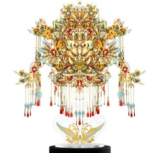 拼酷九龙九凤冠3d立体金属拼图玩具金属拼装模型国风手工结婚礼物