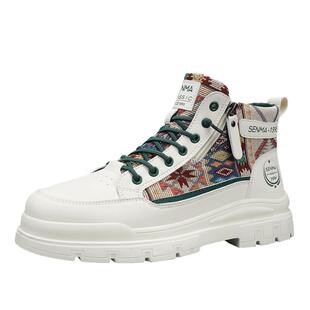 森马马丁靴男鞋春季透气百搭男士运动休闲高帮板鞋厚底增高工装靴