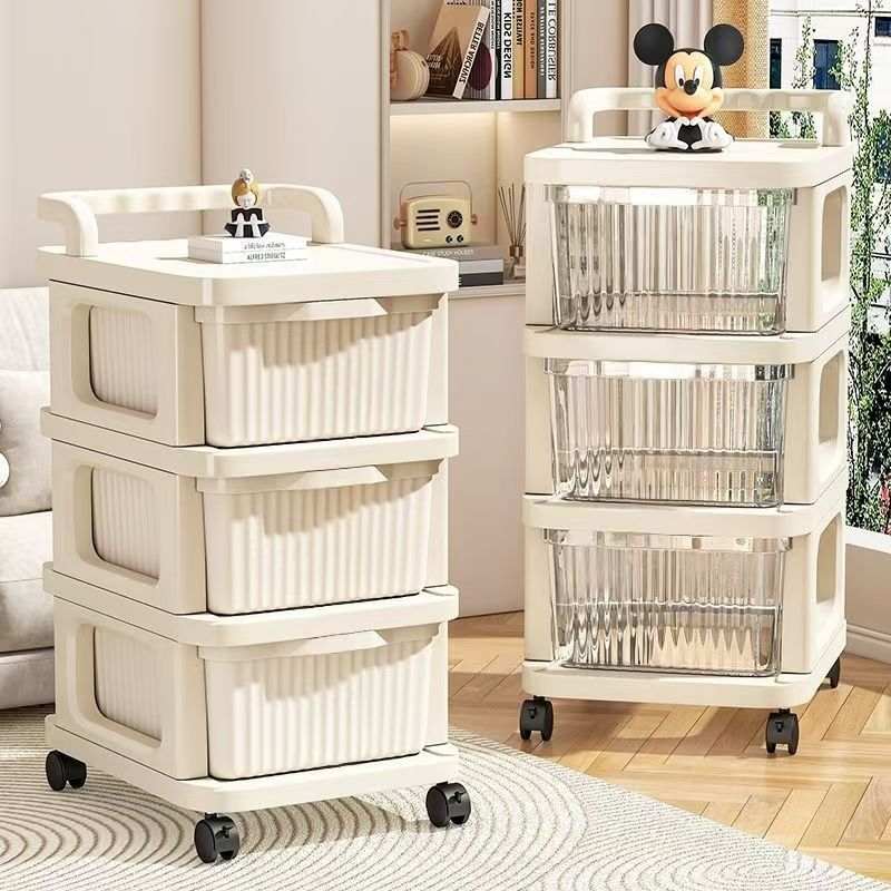 小推车零食奶油置物架客厅落地抽屉式移动卧室玩具收纳多层家用