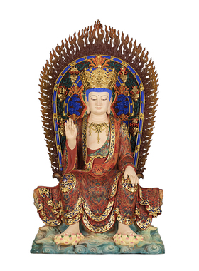 铜极彩一叶天冠弥勒佛供奉摆件