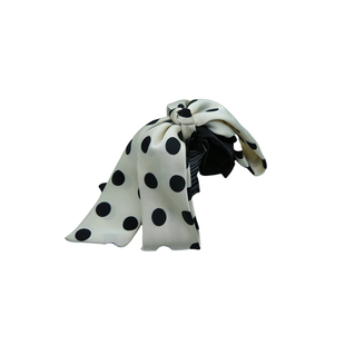 韩系波点飘带蝴蝶结马尾抓夹气质高级感后脑勺半扎发夹盘发鲨鱼夹