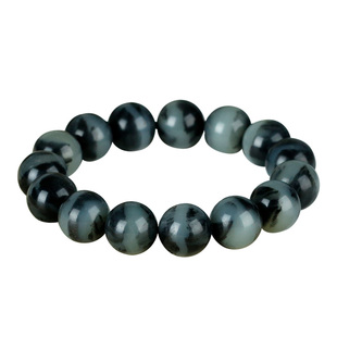 玉友和田玉青花手链男款意境圆满富贵圆珠玉石手饰附证书CFG
