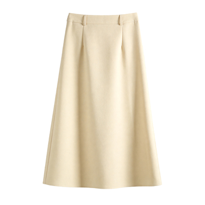 奶黄色半身裙女春季直筒包臀裙子