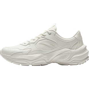 【白泽】安踏男鞋运动鞋皮面休闲鞋厚底老爹鞋白色防水小白鞋男款