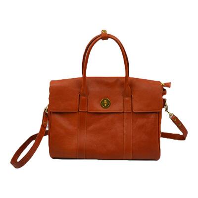 转山高端黄铜五金复古头层植鞣牛皮女包单肩手提电脑包