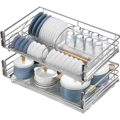 欧琳304不锈钢抽屉式双层拉篮