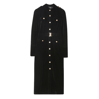 白鹿语优雅单排扣修身连衣裙