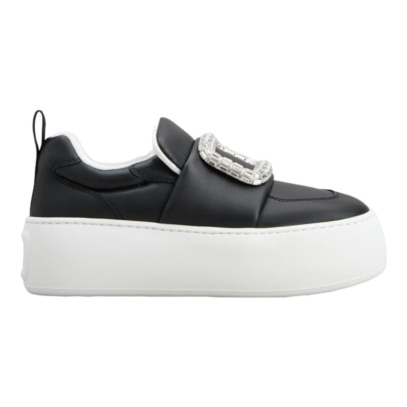 RogerVivier/罗杰维维亚女士运动休闲鞋羊皮纳帕革水晶扣软底新款