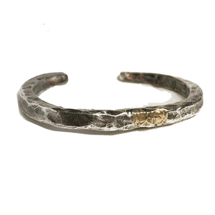 造物星球一一女款细锤目纹纯银鎏金手镯,情侣套装 18k真金