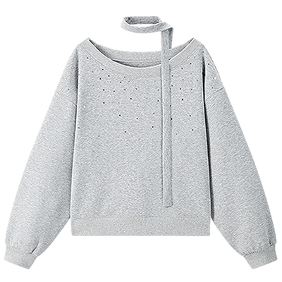 【商场同款】乐町一字肩卫衣2025冬季新款挂脖绑带上衣C1CRF4257