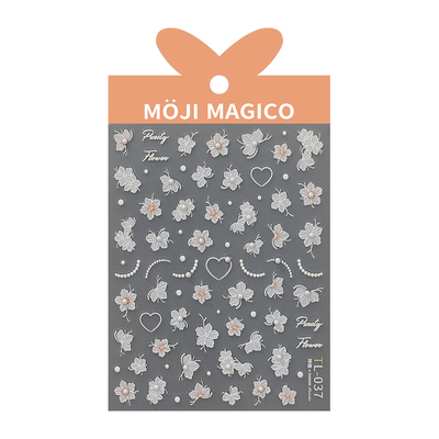 茉季中国美甲贴纸立体浮雕效果