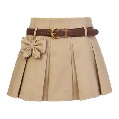 lefame拉飞姆2026春新款A字蝴蝶结挂饰褶裥半裙百褶裙配腰带短裙