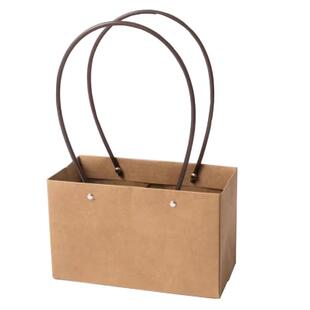 母亲节手提花盒牛皮纸手提花篮幼儿园花艺插花纸盒花束包装袋防水