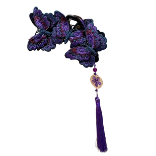 新中式国风刺绣蝴蝶抓夹女古风高级感旗袍发饰后脑勺流苏鲨鱼夹子