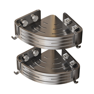 吸盘贴置物架免打孔壁挂式三角蓝卫生间转角浴室洗漱墙上收纳挂架