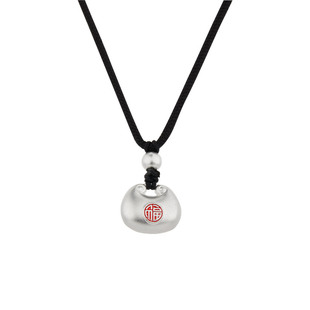 顺庆银楼S9999纯银项链鸿福吊坠项链足银编绳项链简约送女友礼物