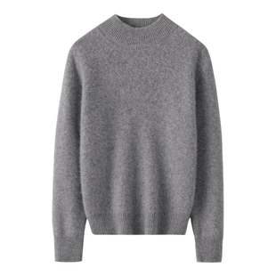 清河纯半高领羊绒衫女秋冬季加厚套头毛衣内搭保暖宽松针织打底衫