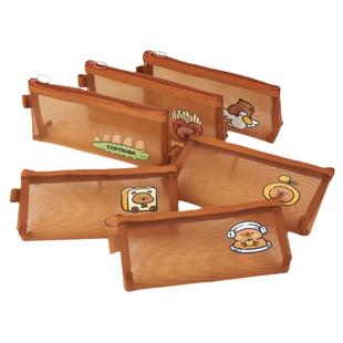 卡皮巴拉笔袋透明网纱学生考试袋文具袋儿童铅笔袋立体大容量文具盒男女孩用新款可爱便携收纳袋高颜值网纱袋