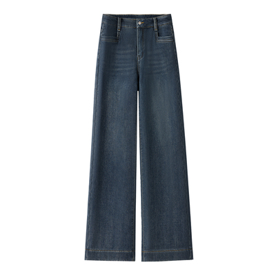 特厚羊羔绒牛仔裤女冬季2025新款加绒加厚窄版阔腿裤显瘦直筒裤女