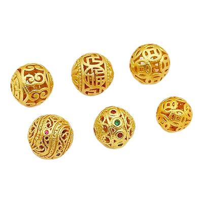 强保色18K沙金镂空隔珠花球散珠