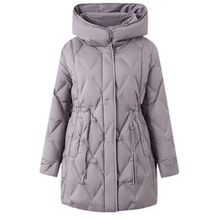 FINITY菲妮迪白鸭绒羽绒服25年冬季新款简约连帽中长款保暖外套女