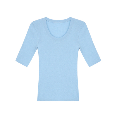 MavenLin1OO羊毛U领中袖针织衫