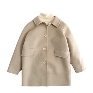 男童毛呢外套秋冬女儿童羊绒大衣韩版中长款大童双面呢子洋气童装