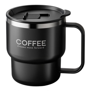 马克杯304不锈钢咖啡杯女生办公室带盖水杯男高颜值家用冲泡杯子