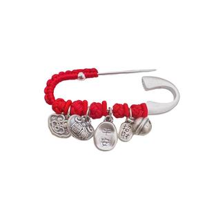 香港正生999纯银蛇年吊坠宝宝婴儿孕妇外出佩戴平安红绳别针送礼