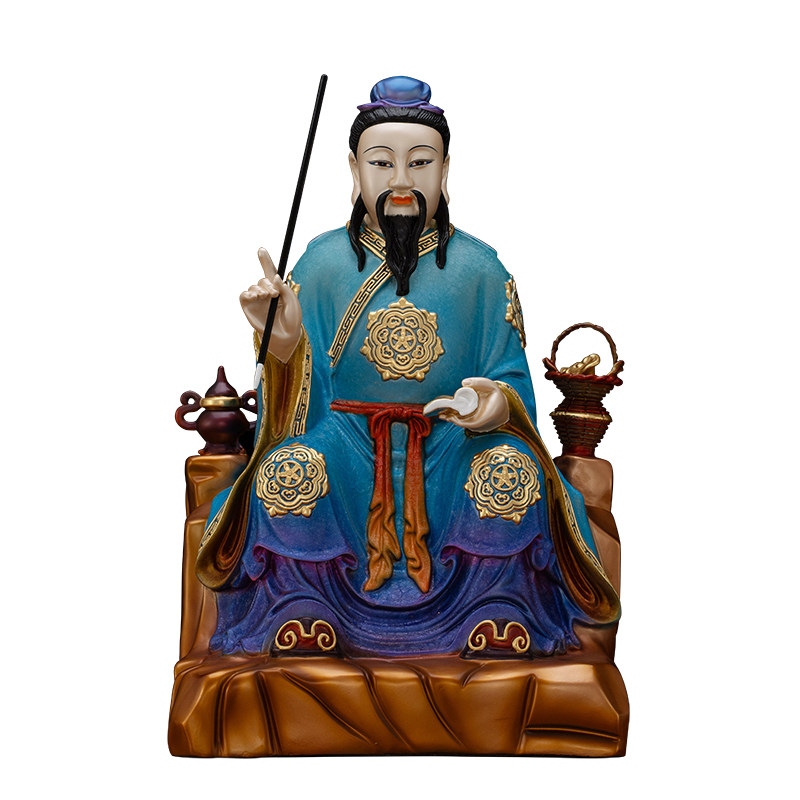 中式铜彩绘药王爷神像供奉摆件