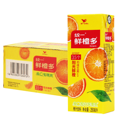 统一鲜橙多橙汁饮料250ml*24盒