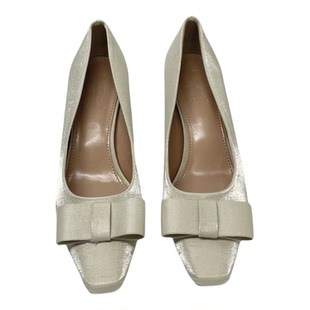 法式气质缎面礼服宴会旗袍粗跟方头单鞋2026新款蝴蝶结职业高跟鞋