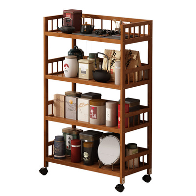 移动置物架多层收纳架落地楠竹客厅卧室移动茶几厨房麻将室小推车