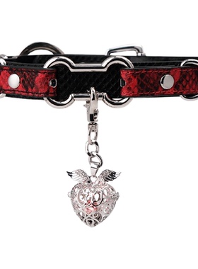Aura Collar轻奢真皮choker项圈牵引绳PUPPY铃铛蛇皮纹QQ爱项圈SM