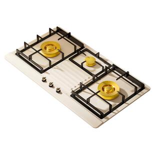 三眼燃气灶复古家用奶油白天然气嵌入式煤气灶三头不锈钢猛火灶具