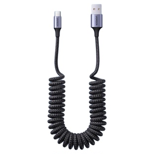 绿联车载充电线carplay伸缩弹簧usb转typec数据线汽车适用苹果16iPhone17/15小米华为快Hicar手机摩托车接口