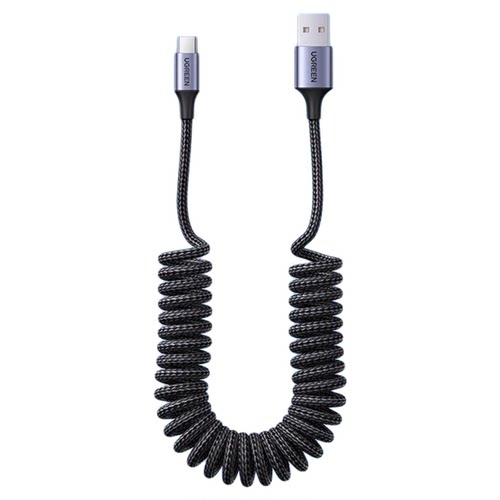 绿联车载充电线carplay伸缩弹簧usb转typec数据线汽车适用苹果16iPhone15小米华为奥迪快Hicar手机摩托车接口