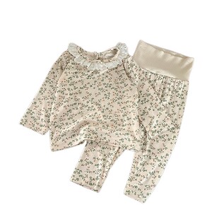 女童居家服套装春装宝宝洋气小碎花秋衣秋裤婴儿高腰护肚衣服裤子