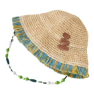 Tagi.《积木流苏》手工纸草编织海滩度假遮阳渔夫帽子