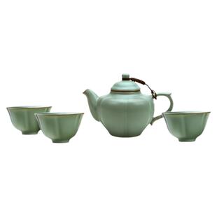 东道汝窑功夫茶具套装热销榜茶具套装家用客厅高档中葵小茶组天青