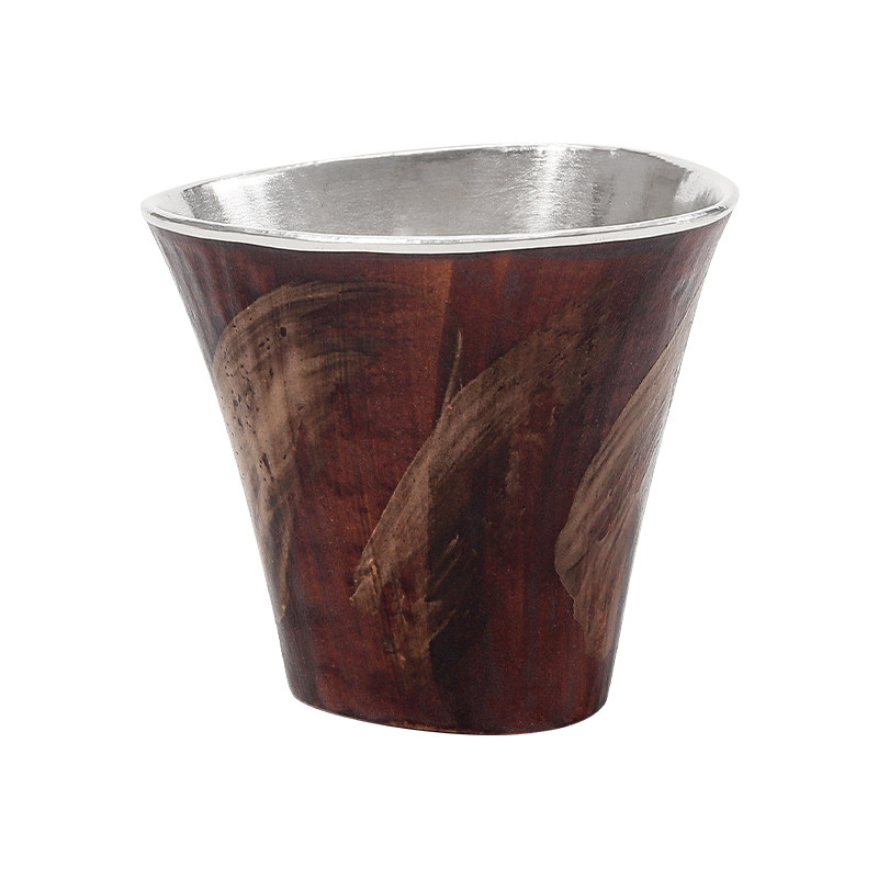 复古诧寂粗陶马克杯包银咖啡杯