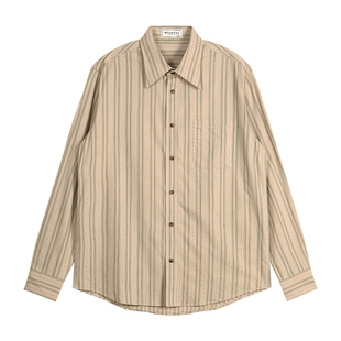 MCCEVTG优雅绅士 复古条纹衬衫男士休闲纯棉工装高端美式教父衬衣