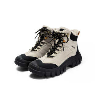 Jeep马丁靴加绒女鞋2024秋冬新款英伦风短靴子户外运动厚底登山鞋