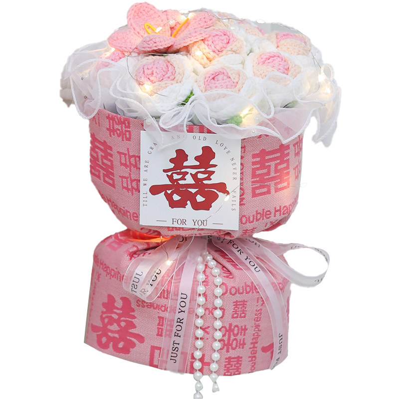 订婚结婚针织玫瑰花束