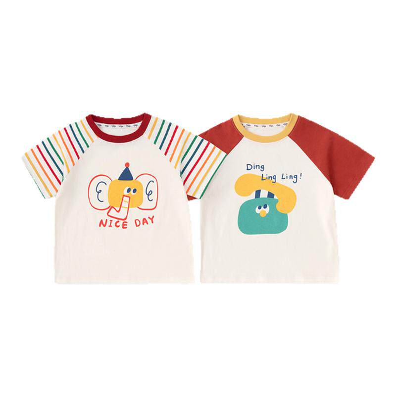 [两件装]嘟嘟家宝宝T恤夏季男童纯棉短袖女童上衣洋气儿童短t夏款