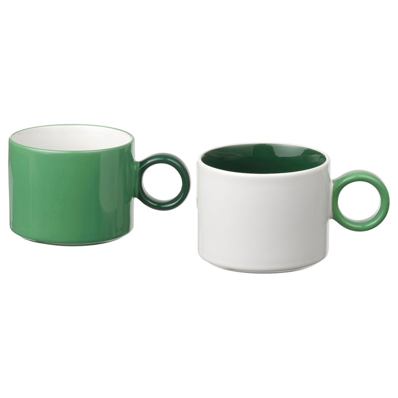 IKEA皮格尔陶瓷马克杯咖啡杯白色/绿色300毫升咖啡杯宜家正品代购