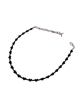 Yolo星球原宿细绳爱心项圈项链锁骨链choker朋克复古心形酒红皮绳